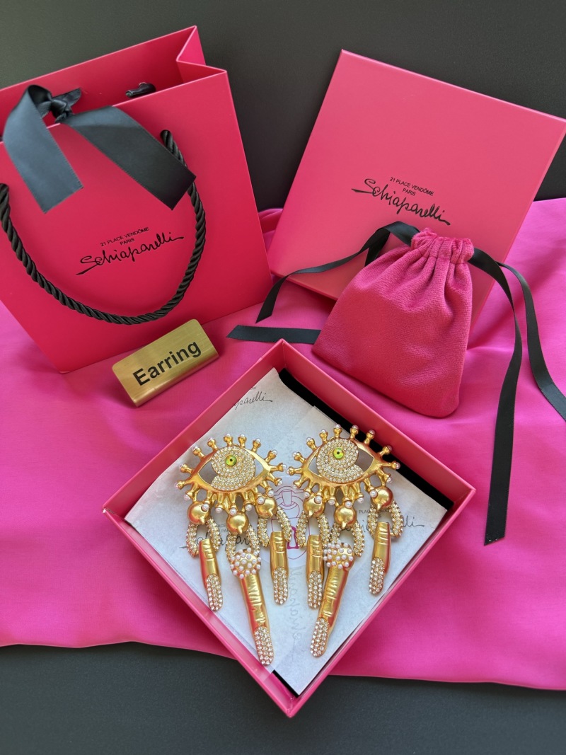 Серьги в виде глаз с кристаллами и подвесками Schiaparelli