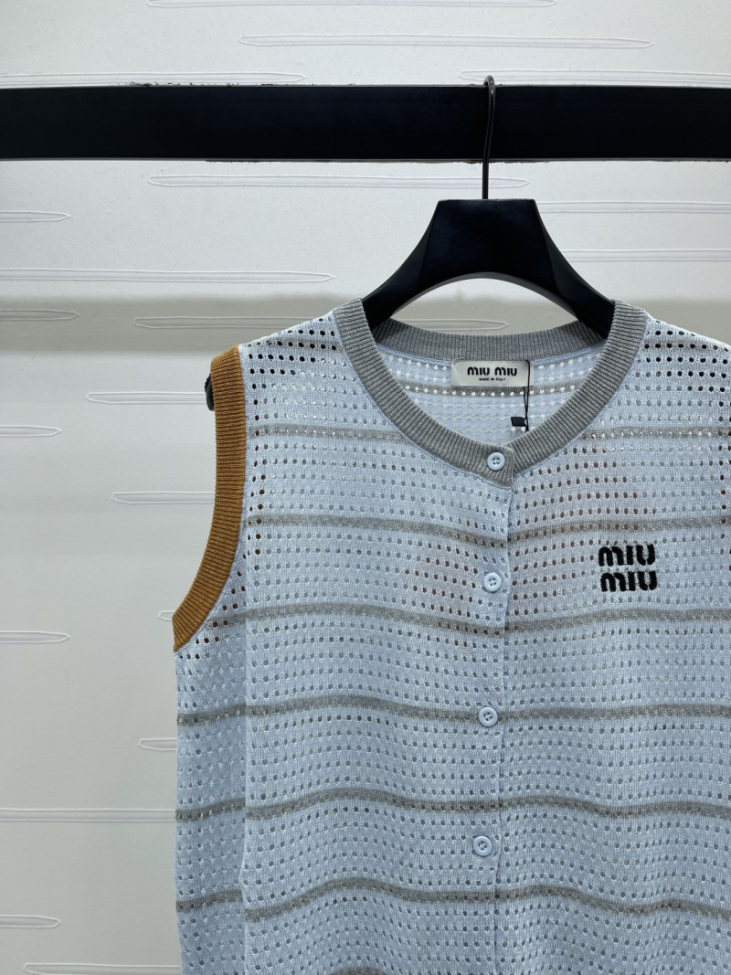 Женский вязаный жилет Miu Miu, круглый вырез, весна-лето