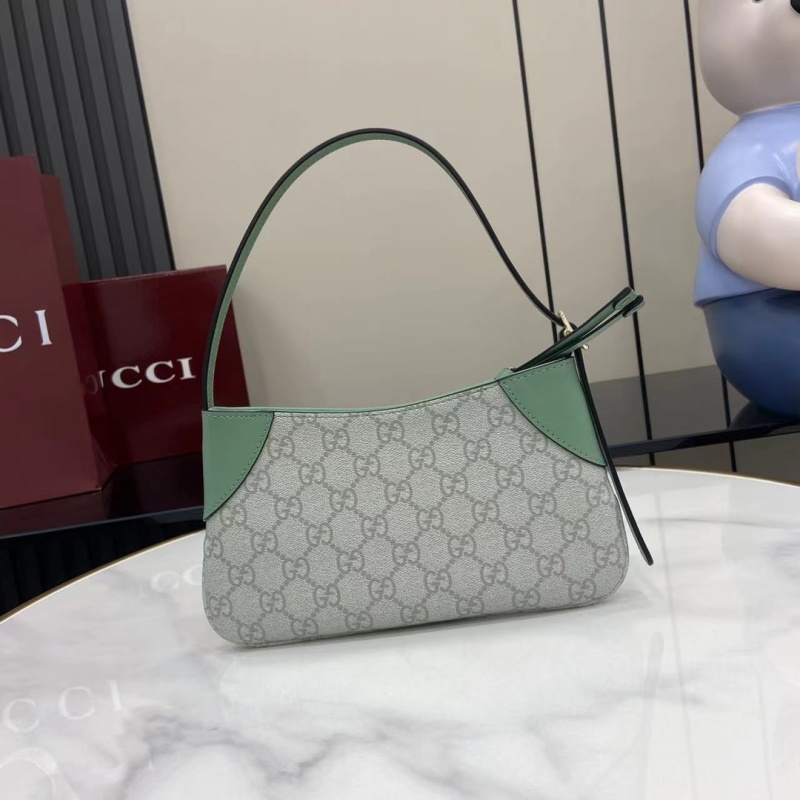Сумка Gucci с монограммой и зелеными вставками
