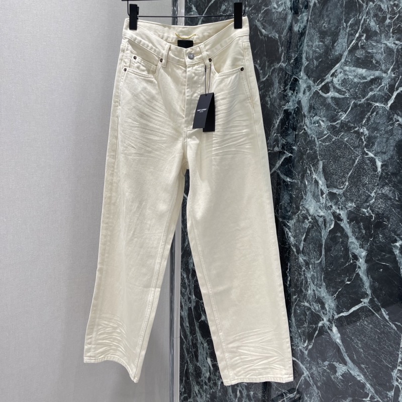 Женские джинсы Saint Laurent прямые белые