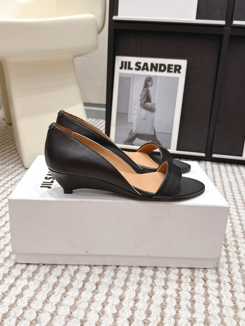 Женские черные кожаные мюли Jil Sander с каблуком