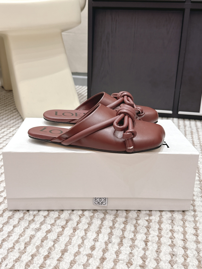 Мюли женские коричневые с декоративным узлом Loewe