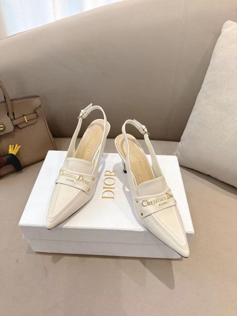 Женские белые туфли Christian Dior с ремешком