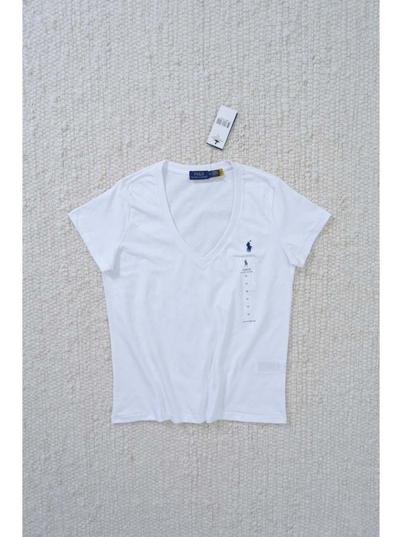 Футболка Polo Ralph Lauren женская белая V-вырез