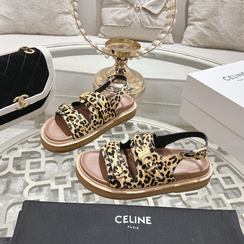 Женские босоножки Celine с леопардовым принтом на платформе