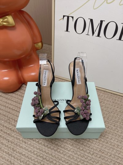 Женские босоножки AQUAZZURA с кристаллами черного цвета