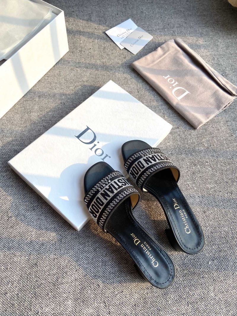 Женские черные мюли со стразами Dior