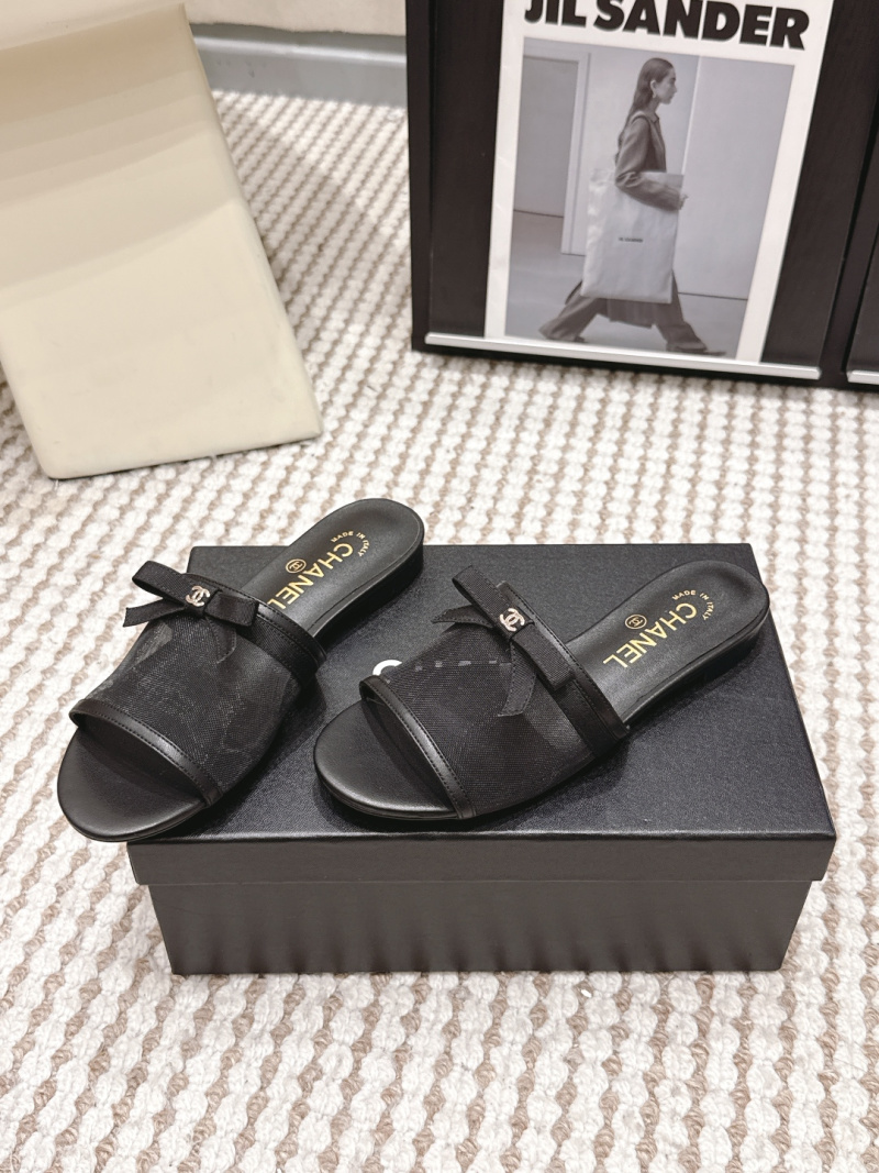 Женские сетчатые мюли с бабочкой и логотипом Chanel