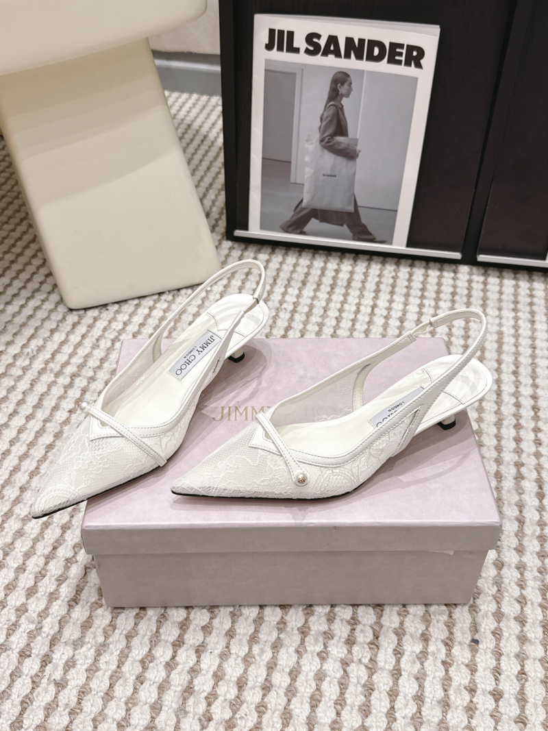 Женские туфли с острым носком и ремешком на лодыжке, белые Jimmy Choo