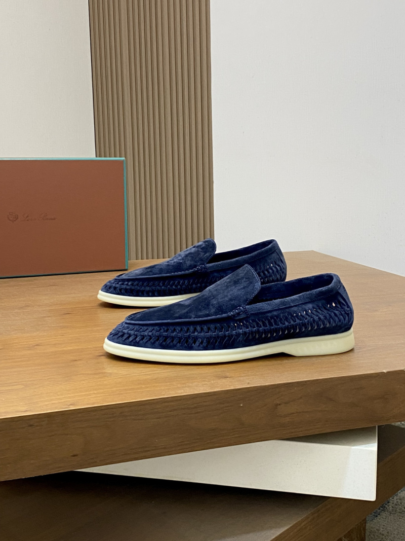 Мужские замшевые мокасины Loro Piana с плетеным верхом