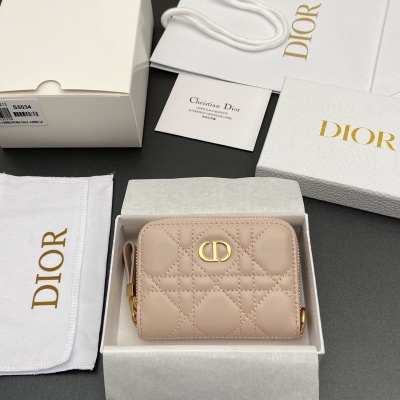 Портмоне Dior S5034 бежевое с золотой фурнитурой