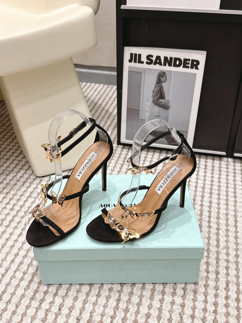 Женские босоножки Aquazzura с золотыми бабочками, чёрные