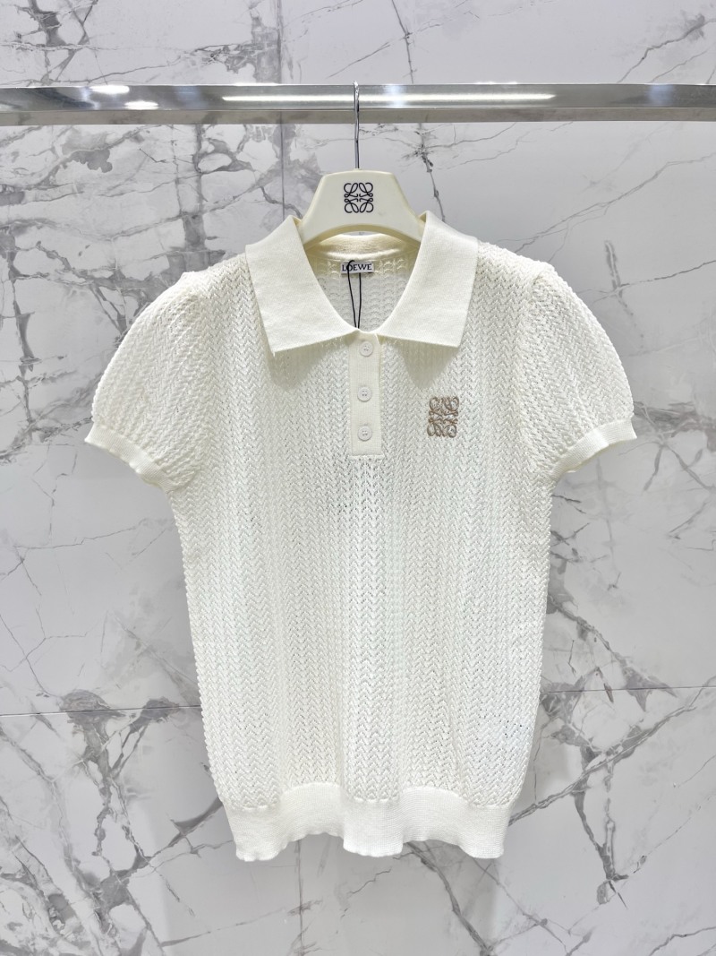 Женская вязаная футболка с воротником Polo от Loewe