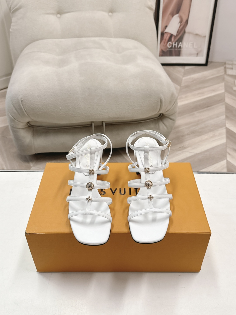 Белые женские босоножки на высоком каблуке Louis Vuitton