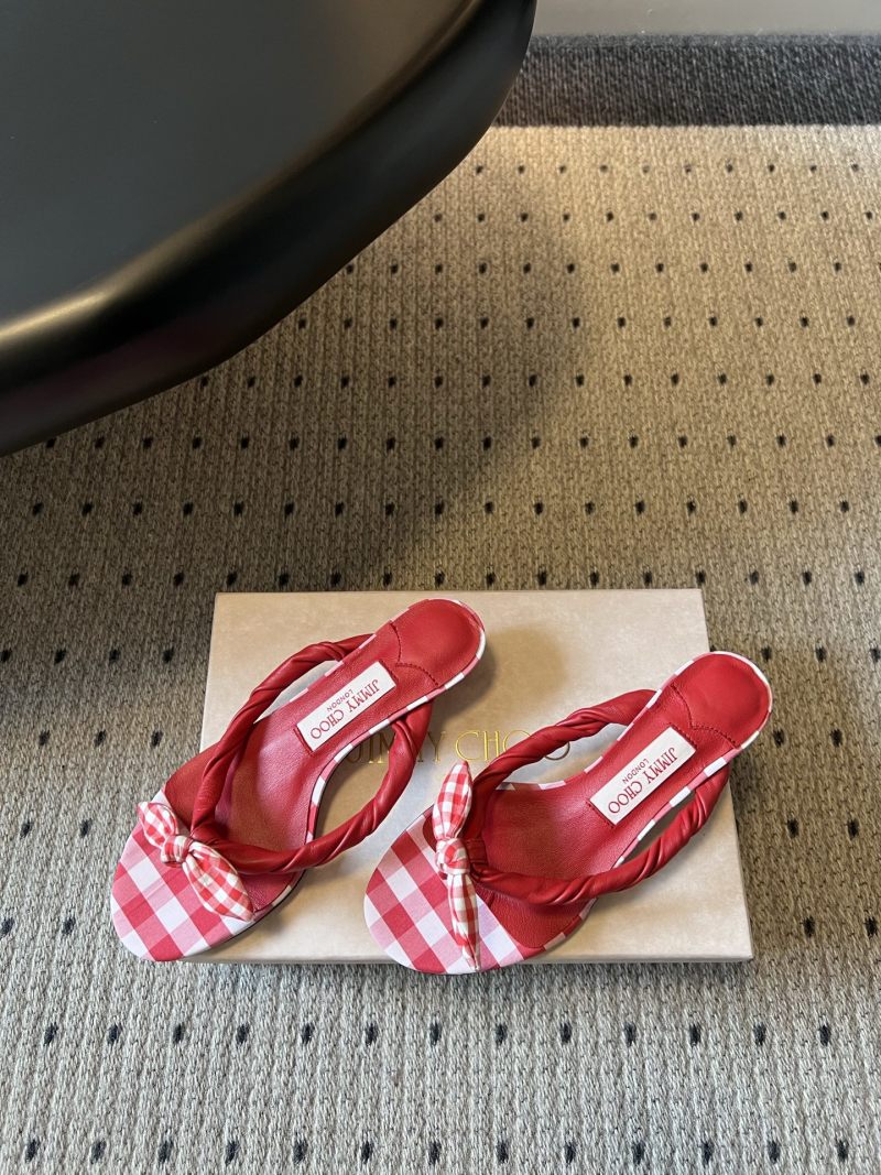 Босоножки Jimmy Choo красные с узлом