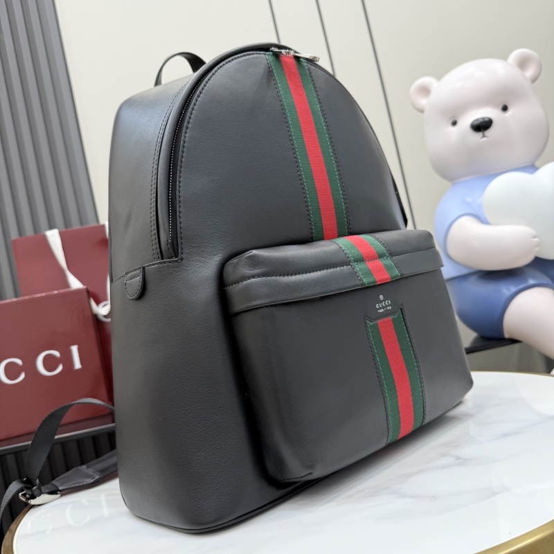 Рюкзак Gucci черный с красно-зеленой полосой