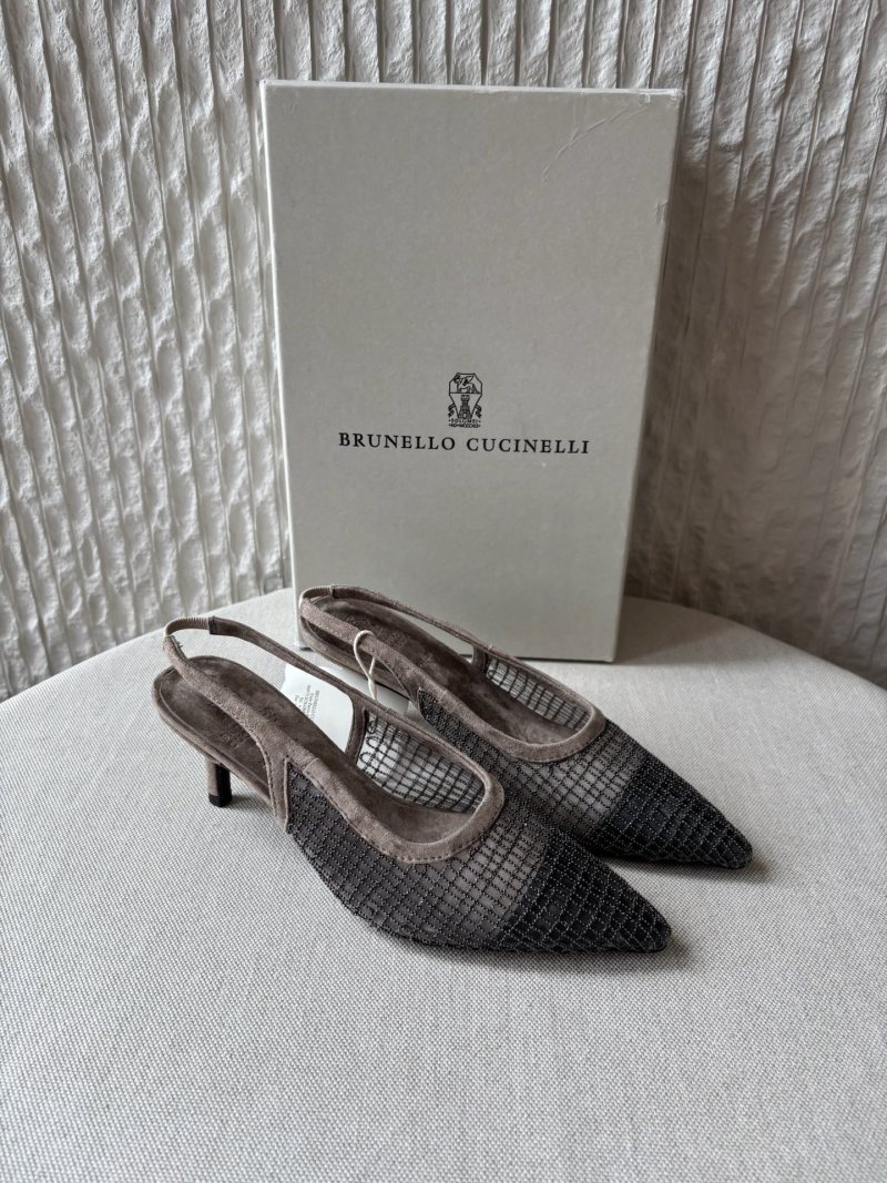 Brunello Cucinelli Женские серые сетчатые сандалии