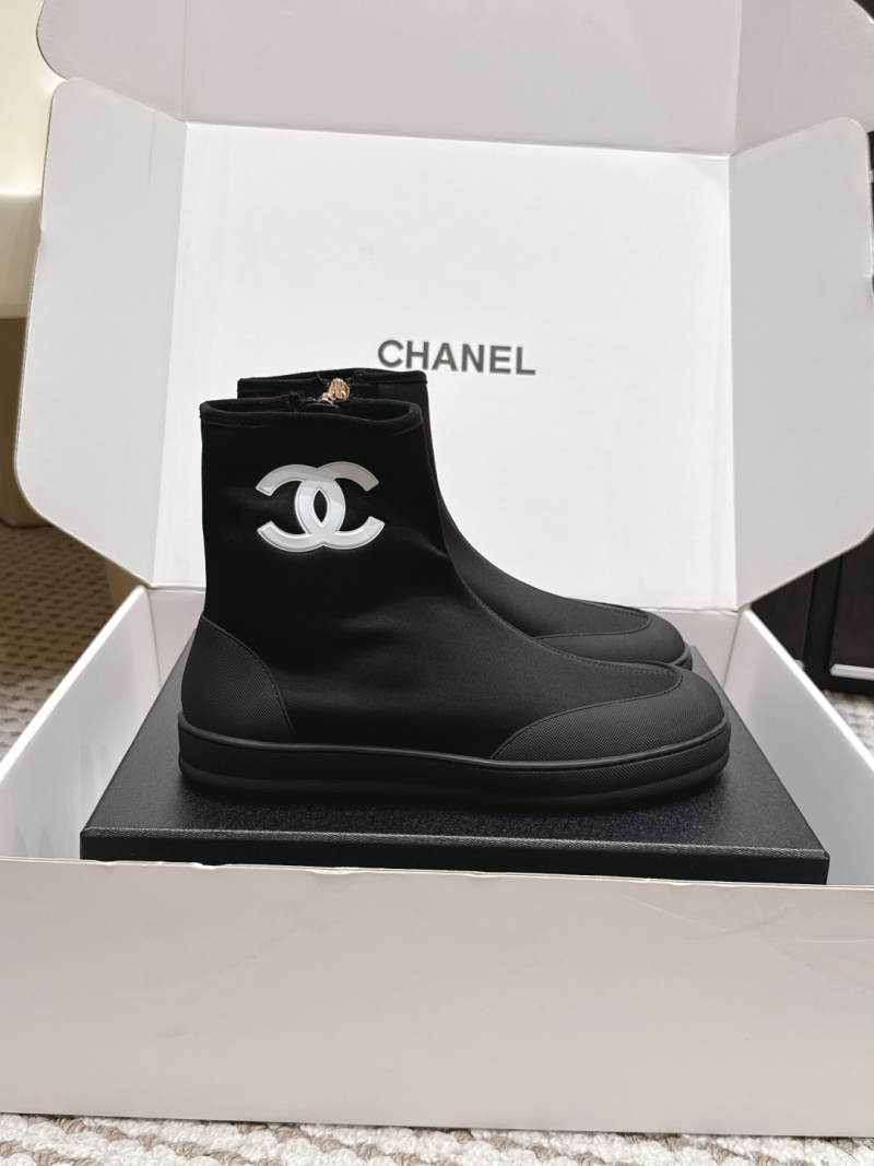 Женские эластичные ботильоны с молнией, круглый носок Chanel