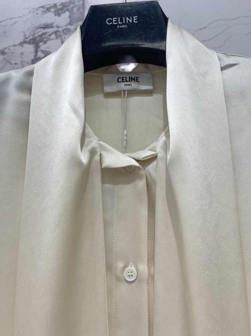 Женская рубашка Celine из шелкоподобной ткани с длинным бантом