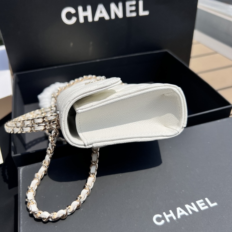 Chanel женская белая стеганая сумка из кожи