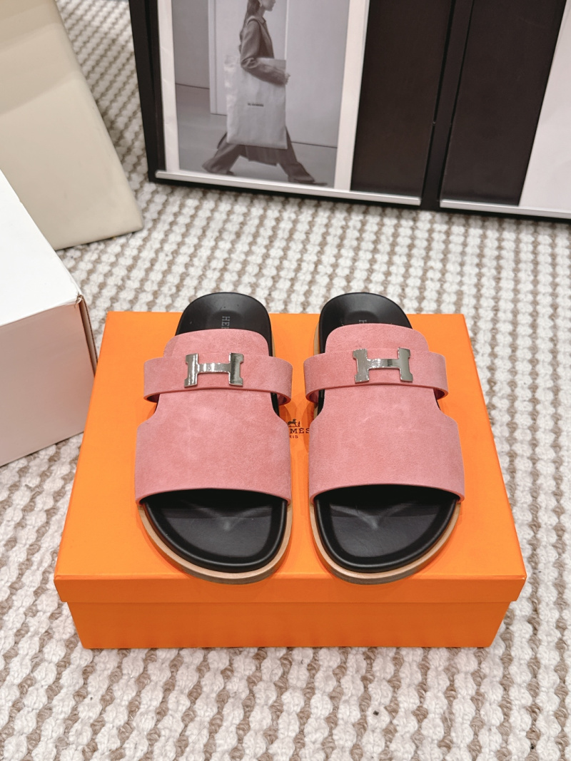 Женские шлёпанцы с металлической буквой H Hermès