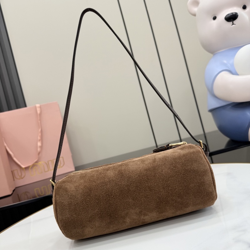 Сумка-цилиндр Miu Miu из замши коричневая