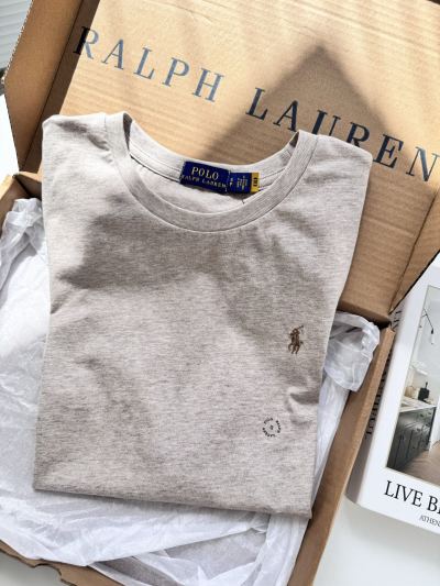 Женская футболка Ralph Lauren классическая бежевая с малым логотипом