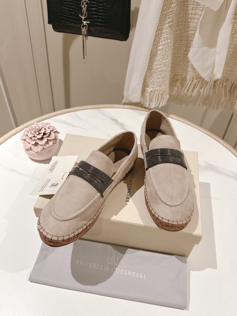 Слипоны Brunello Cucinelli из замши с декоративной вставкой