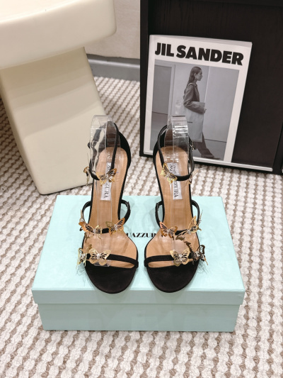 Женские босоножки Aquazzura с золотыми бабочками, чёрные
