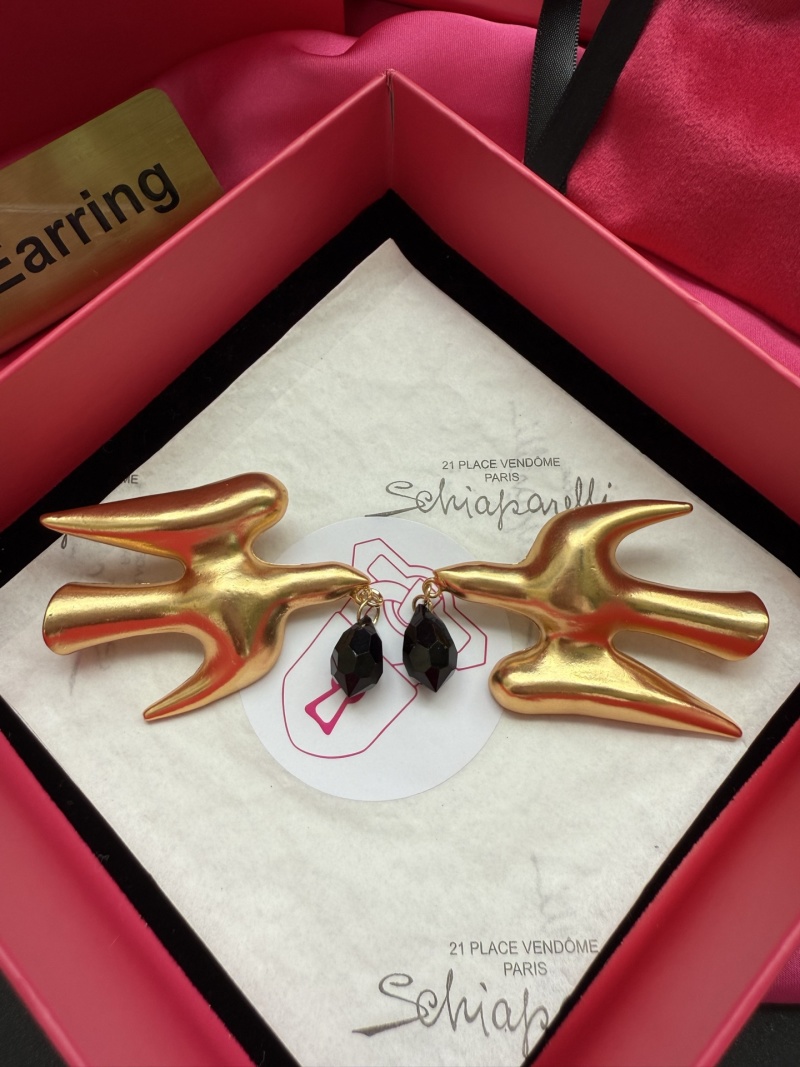Серьги Schiaparelli в форме птицы с черными кристаллами