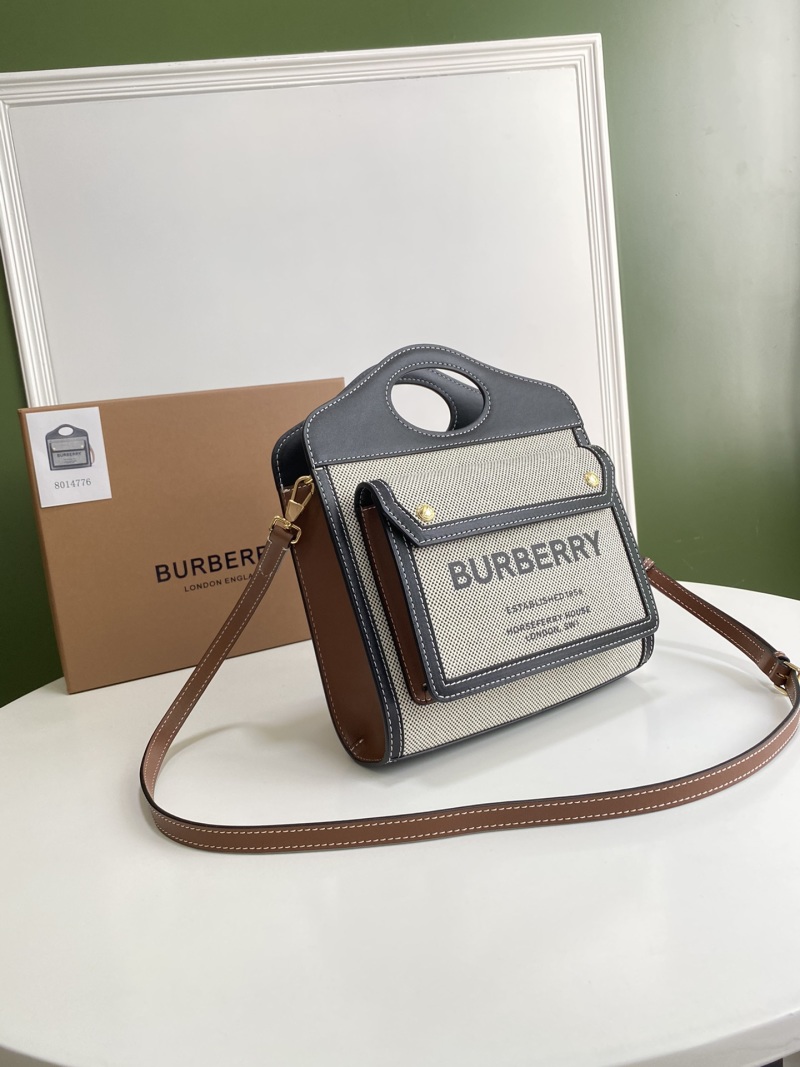 Сумка-шопер из ткани с кожаной отделкой и логотипом Burberry