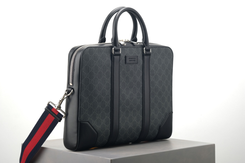 Портфель Gucci GG Supreme черный с кожаными вставками