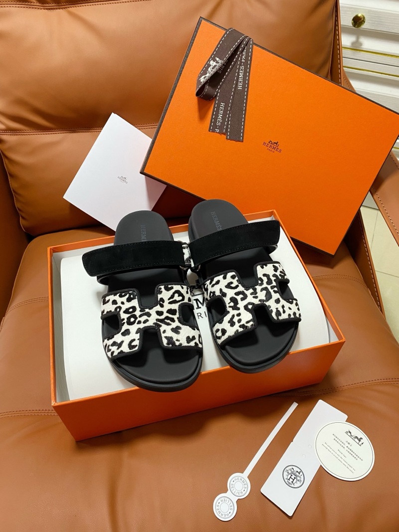 Сабо с принтом леопард Hermès