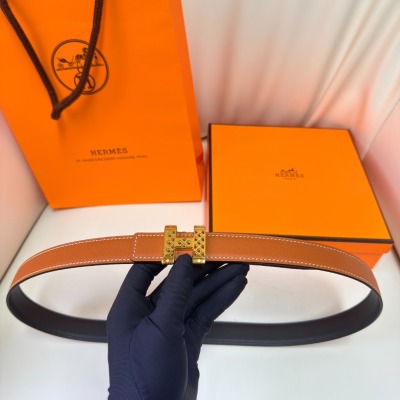 Кожаный ремень Hermes женский, ширина 24 мм