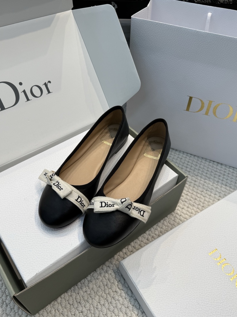 Балетки женские Dior J'Adior черные с вышитой лентой