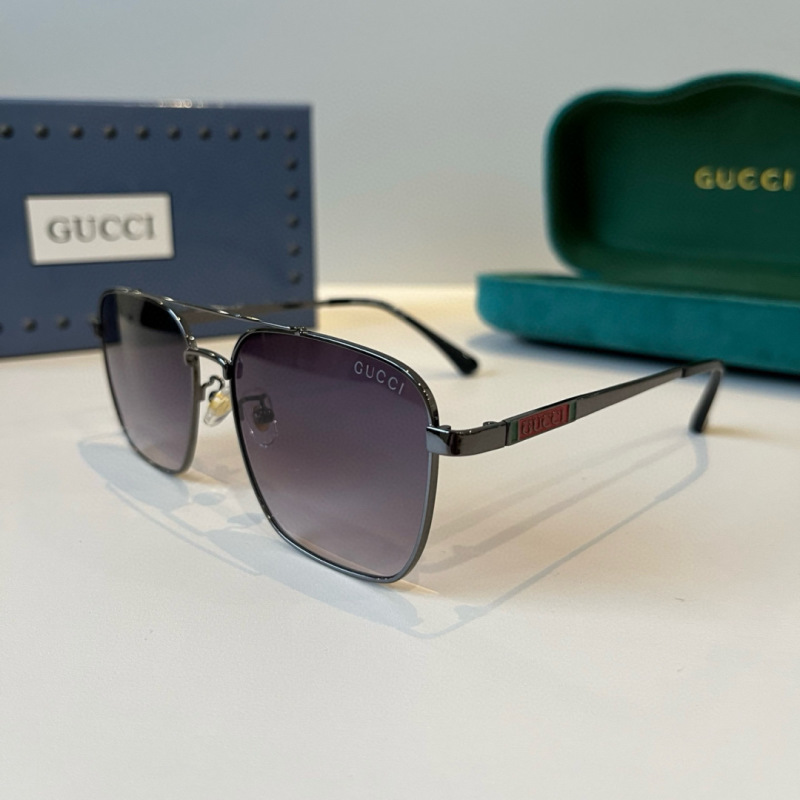 Солнечные очки металлические с двойной дужкой Gucci
