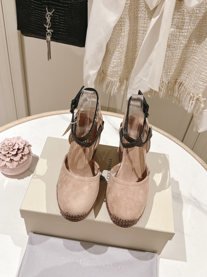 Женские босоножки на платформе из замши Brunello Cucinelli