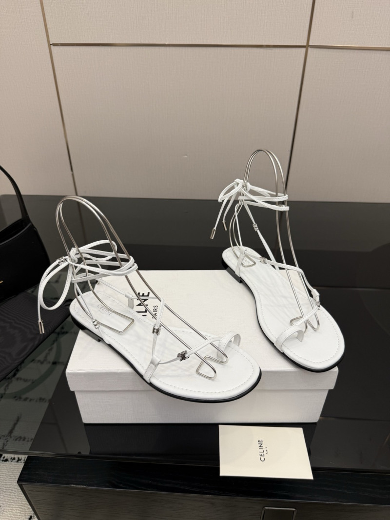 Женские белые сандали Celine с металлическим декором