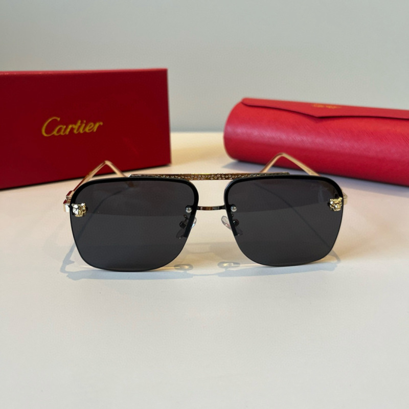 Солнечные очки металлические без оправы Cartier