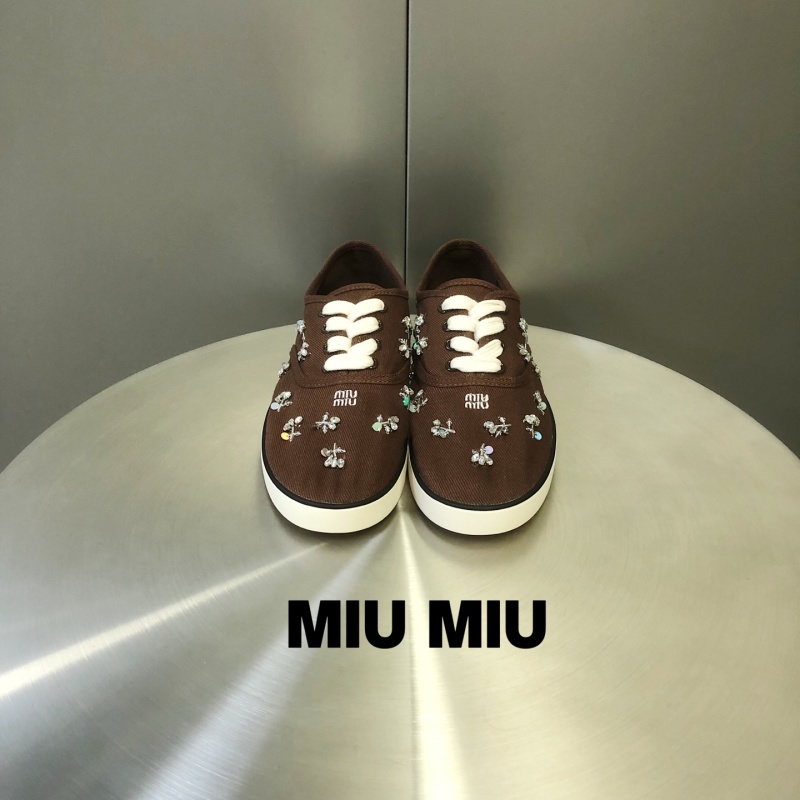 Кеды Miu Miu со стразами Коричневые