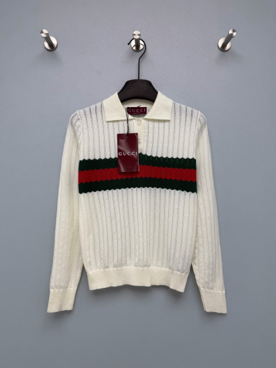 Кашемировый пуловер Gucci с красно-зелёной полосой