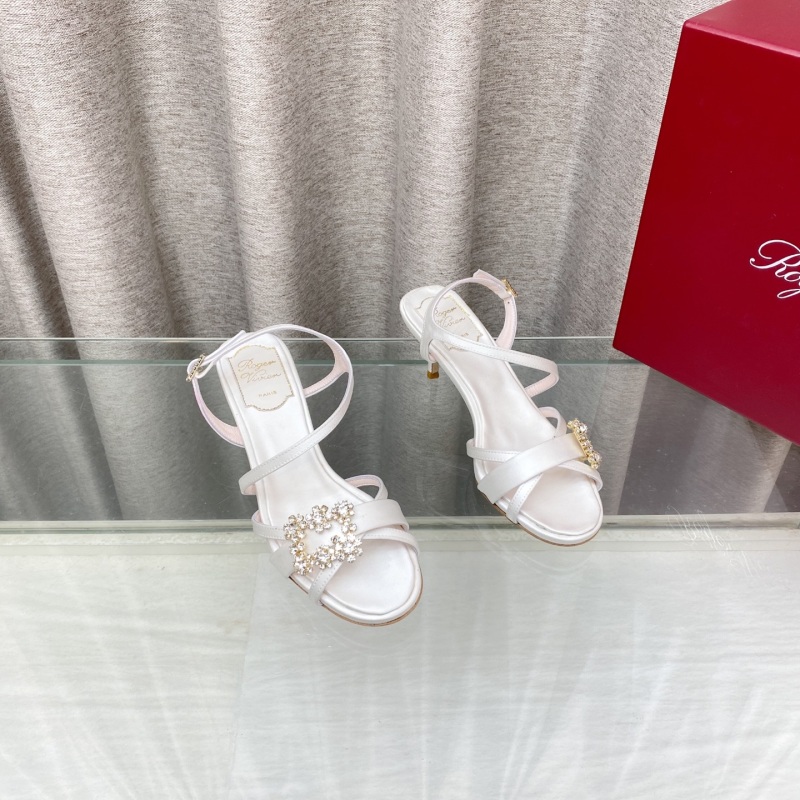 Женские босоножки на высоком каблуке со стразами Roger Vivier