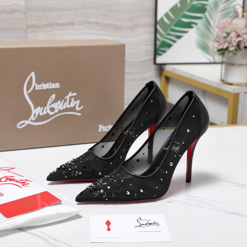 Женские черные туфли с красным дном Christian Louboutin