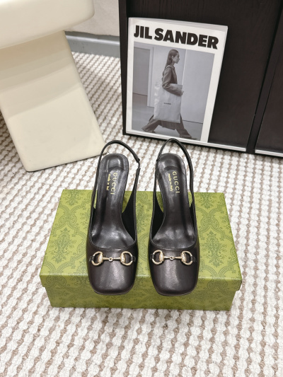 Женские черные туфли Gucci с квадратным носком