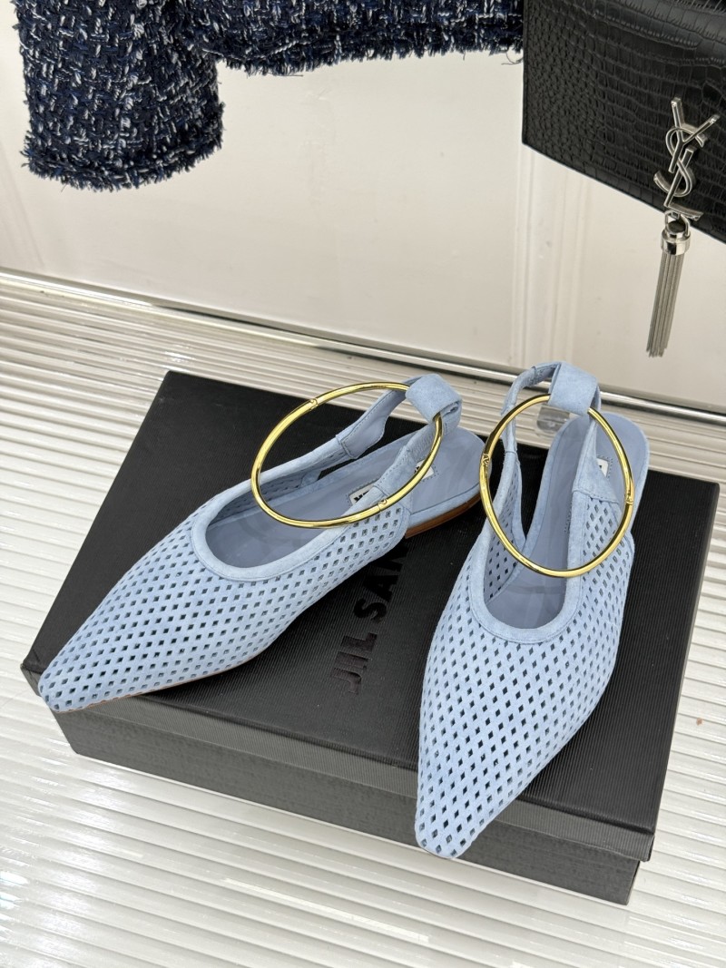 Женские кожаные балетки с декоративным металлическим ободком Jil Sander