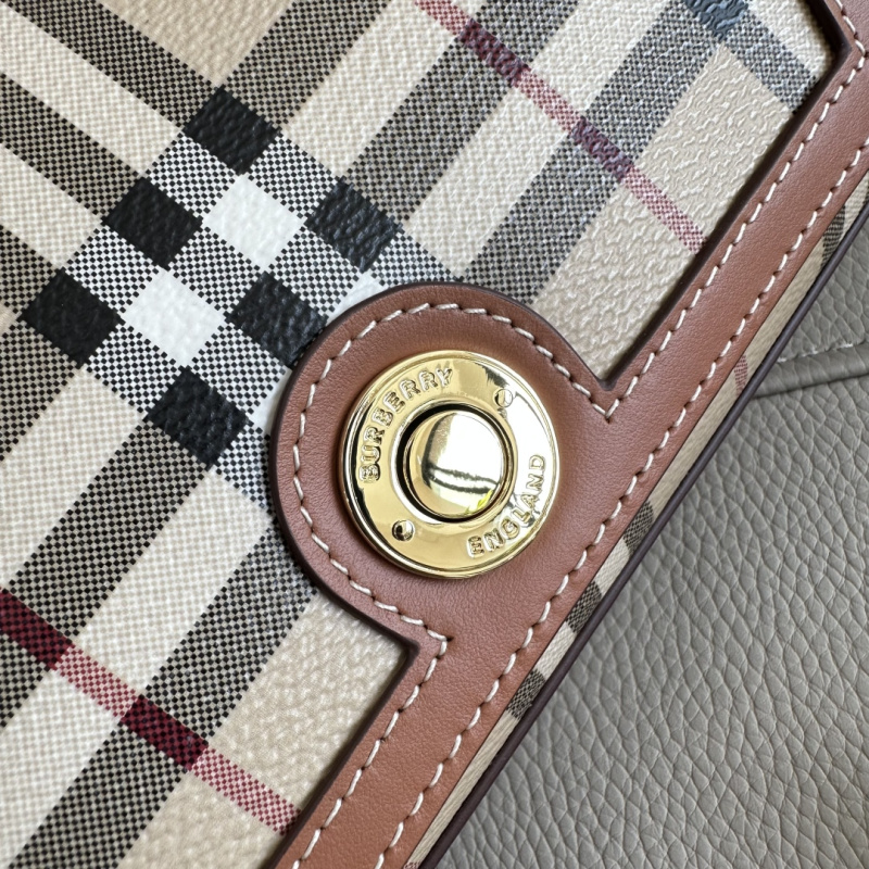 Женская сумка Burberry с клетчатым узором и кожаной отделкой