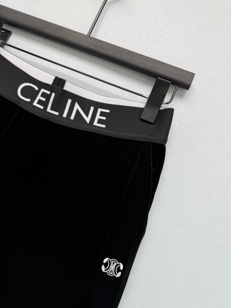 Чёрные брюки Celine из черного бархата