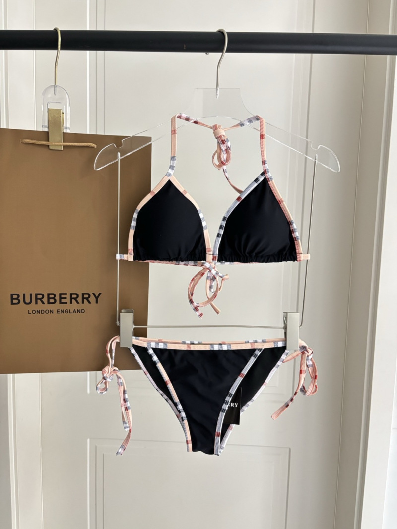 Купальник женский раздельный чёрный с декоративными завязками Burberry