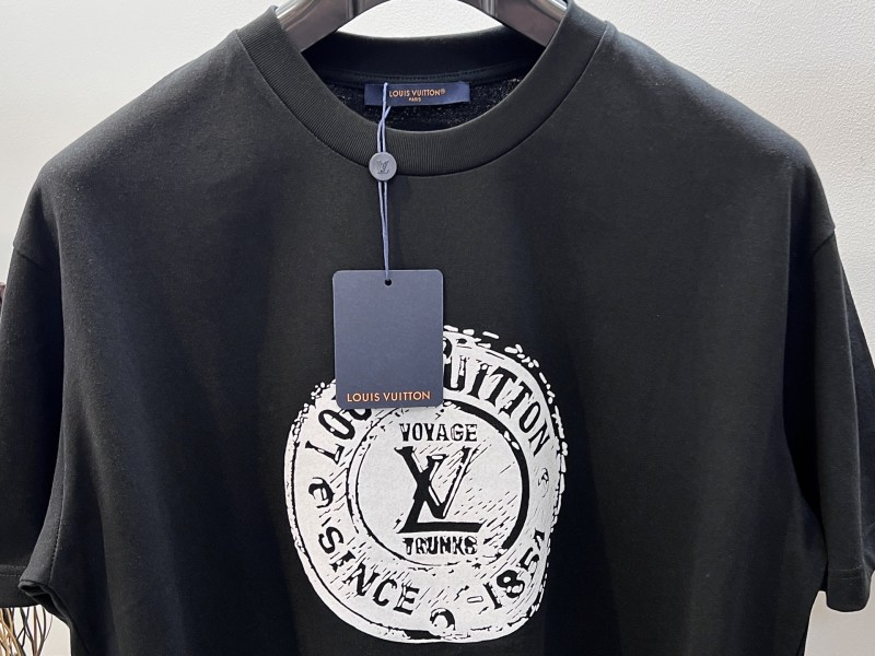 Мужская черная футболка с круглым принтом Louis Vuitton