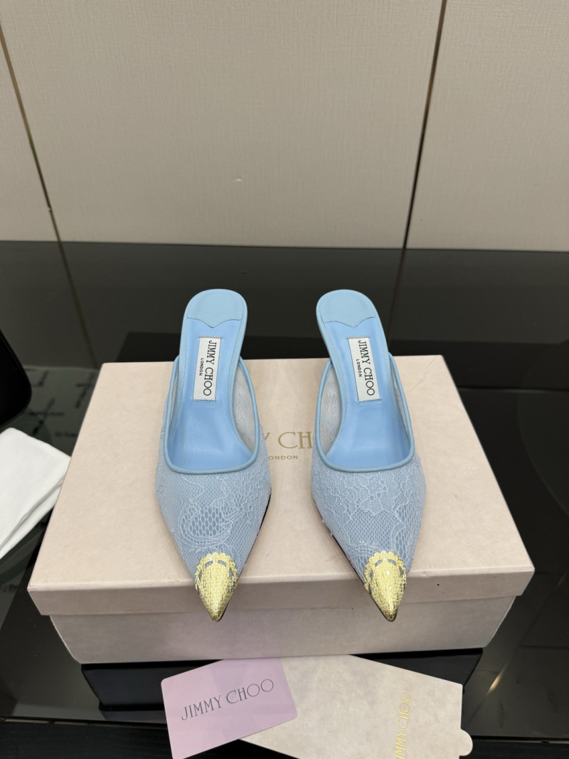 Женские туфли Jimmy Choo из голубого кружева